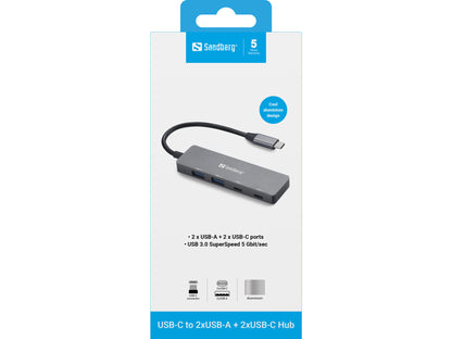 Sandberg USB-C to 2xUSB-A + 2xUSB-C Hub
