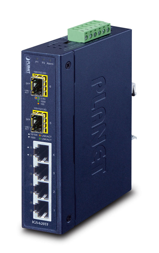 PLANET IGS-620TF network switch, Unmanaged, 4-port, blue