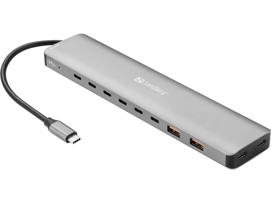 Sandberg USB-C to 8 x USB-C + 2xUSB-A 100 W docking station, grey