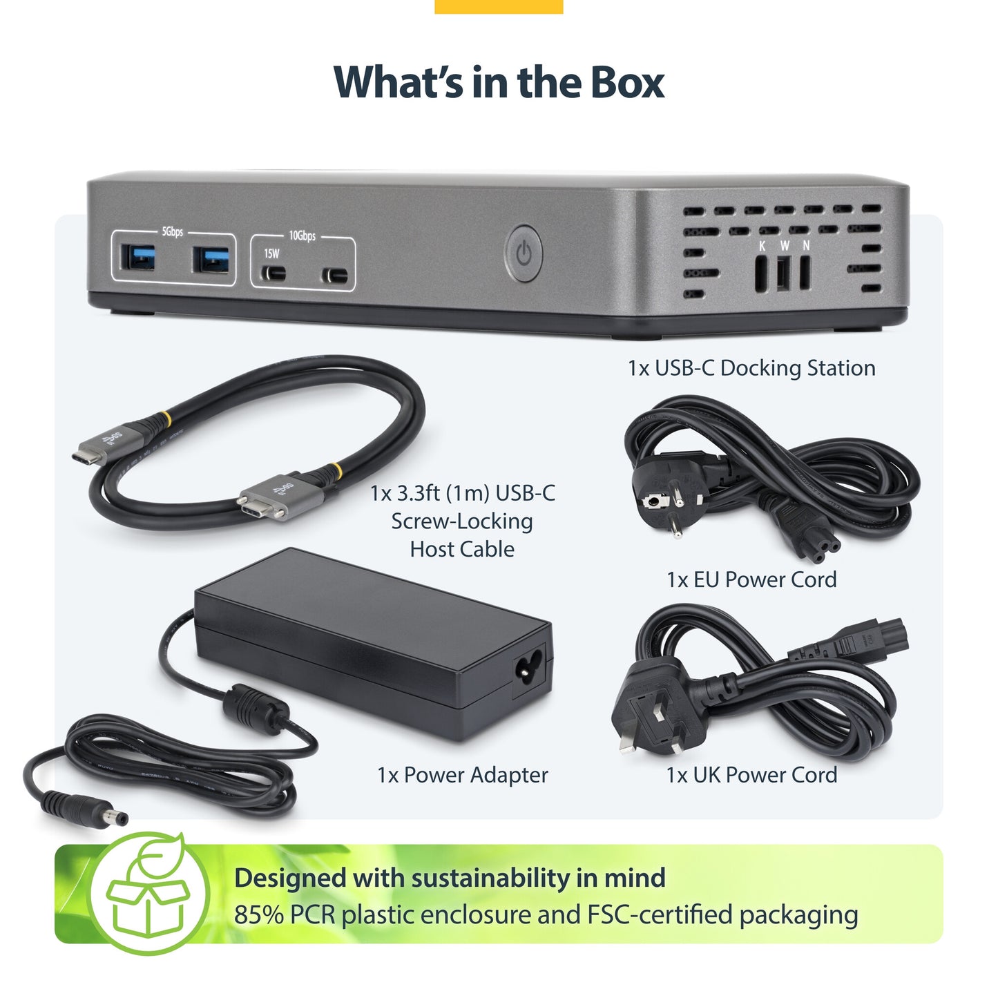 StarTech.com Dual-Monitor USB-C Docking Station, HDMI, 4K 60Hz, 100W Laptop Charging, 1GbE, Driverless, Multi-Monitor Dock For Windows