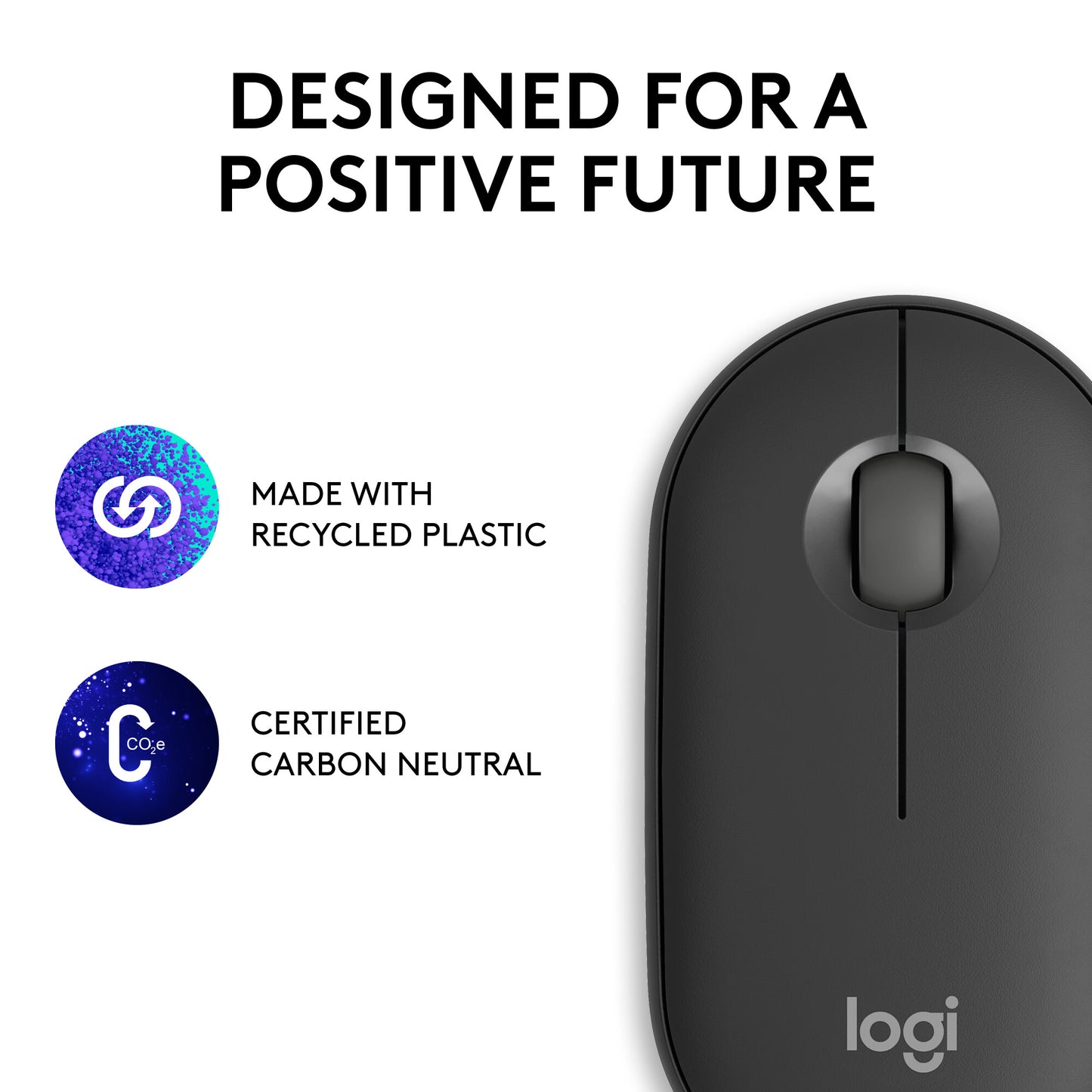 Logitech Pebble 2 M350s mouse Travel Ambidextrous RF Wireless + Bluetooth Optical 4000 DPI