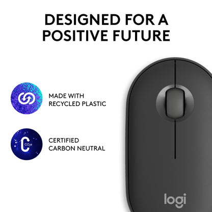 Logitech Pebble 2 M350s mouse Travel Ambidextrous RF Wireless + Bluetooth Optical 4000 DPI