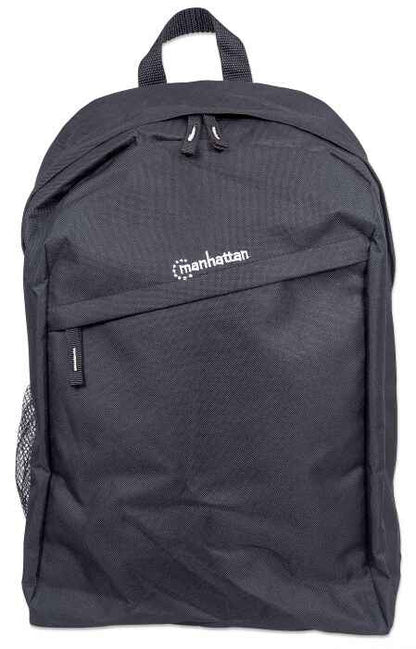 Manhattan Knappack Backpack 15.6", Black, LOW COST, Lightweight, Internal Laptop Sleeve, Accessories Pocket, Padded Adjustable Shoulder Straps, Water Bottle Holder, Three Year Warranty