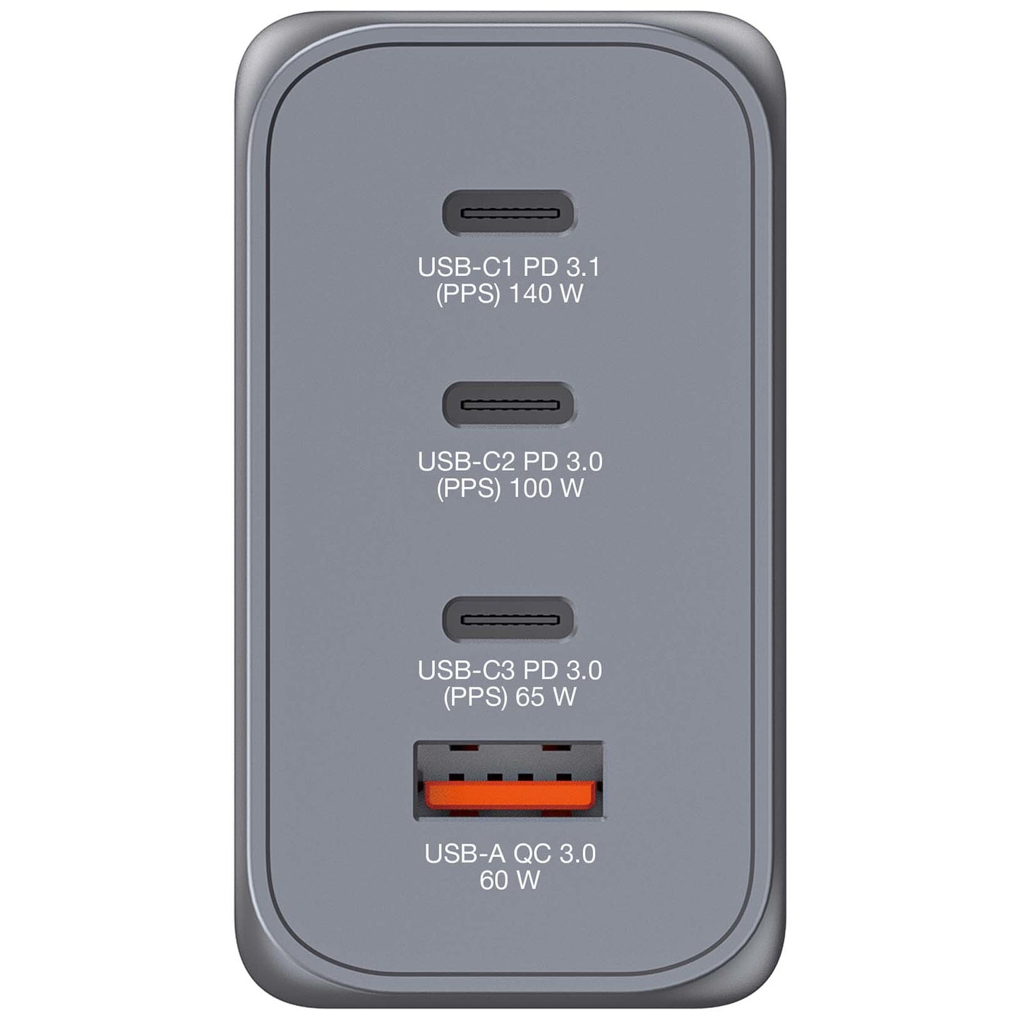 Verbatim GNC-240 GaN Charger 240W with 1 x USB-C 140W /1 x USB-C 100W / 1 x USB-C 65W / 1 x USB-A QC 3.0 (EU/UK/US)