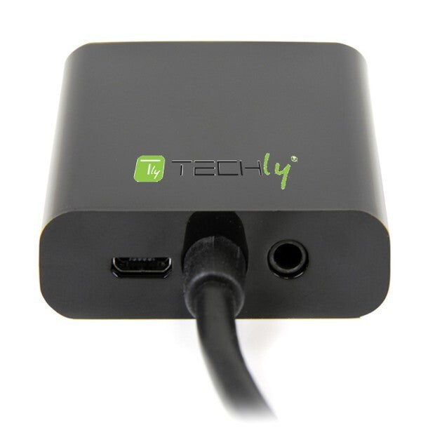 Techly IDATA-HDMI-VGA2AU video cable adapter 0.15 m VGA+3.5mm+Micro USB Black