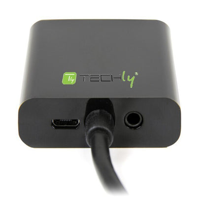 Techly IDATA-HDMI-VGA2AU video cable adapter 0.15 m VGA+3.5mm+Micro USB Black