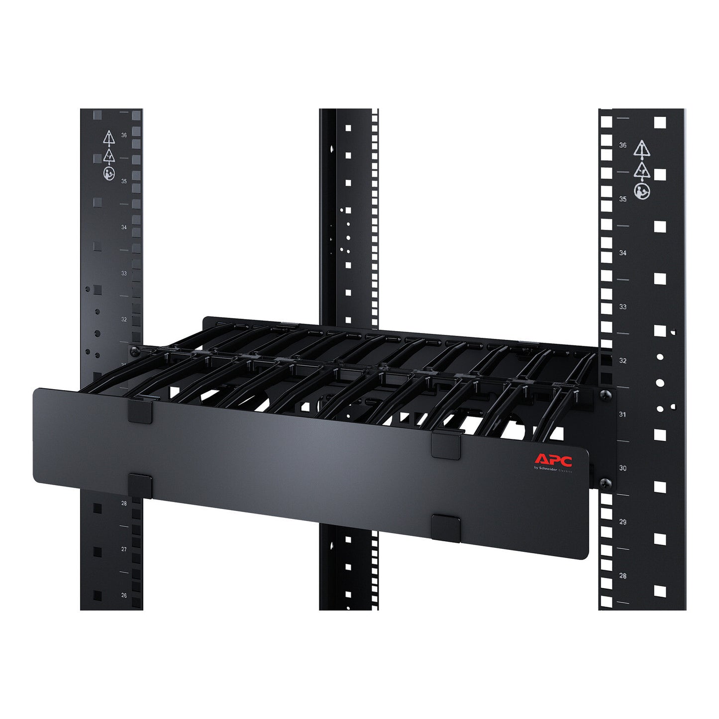 APC NetShelter Cable Management, Horizontal Cable Manager, 1U, Single Side with Cover, Black, 483 x 44 x 110 mm