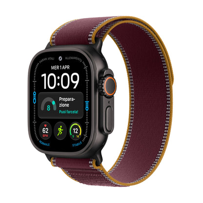 Apple Watch Ultra 4 GPS + Cellular 49mm Black Titanium Case with Burgundy Trail Loop - S/M