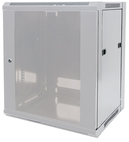 Intellinet Network Cabinet, Wall Mount (Standard), 9U, Usable Depth 260mm/Width 510mm, Grey, Flatpack, Max 60kg, Metal & Glass Door, Back Panel, Removeable Sides, Suitable also for use on desk or floor, 19", Parts for wall install (eg screws/rawl plugs) n