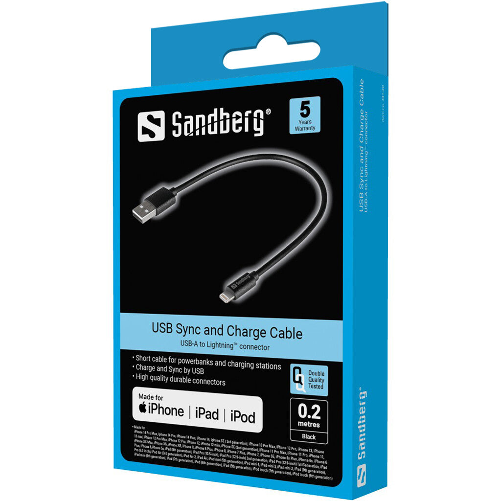 Sandberg USB>Lightning MFI 0.2m Black