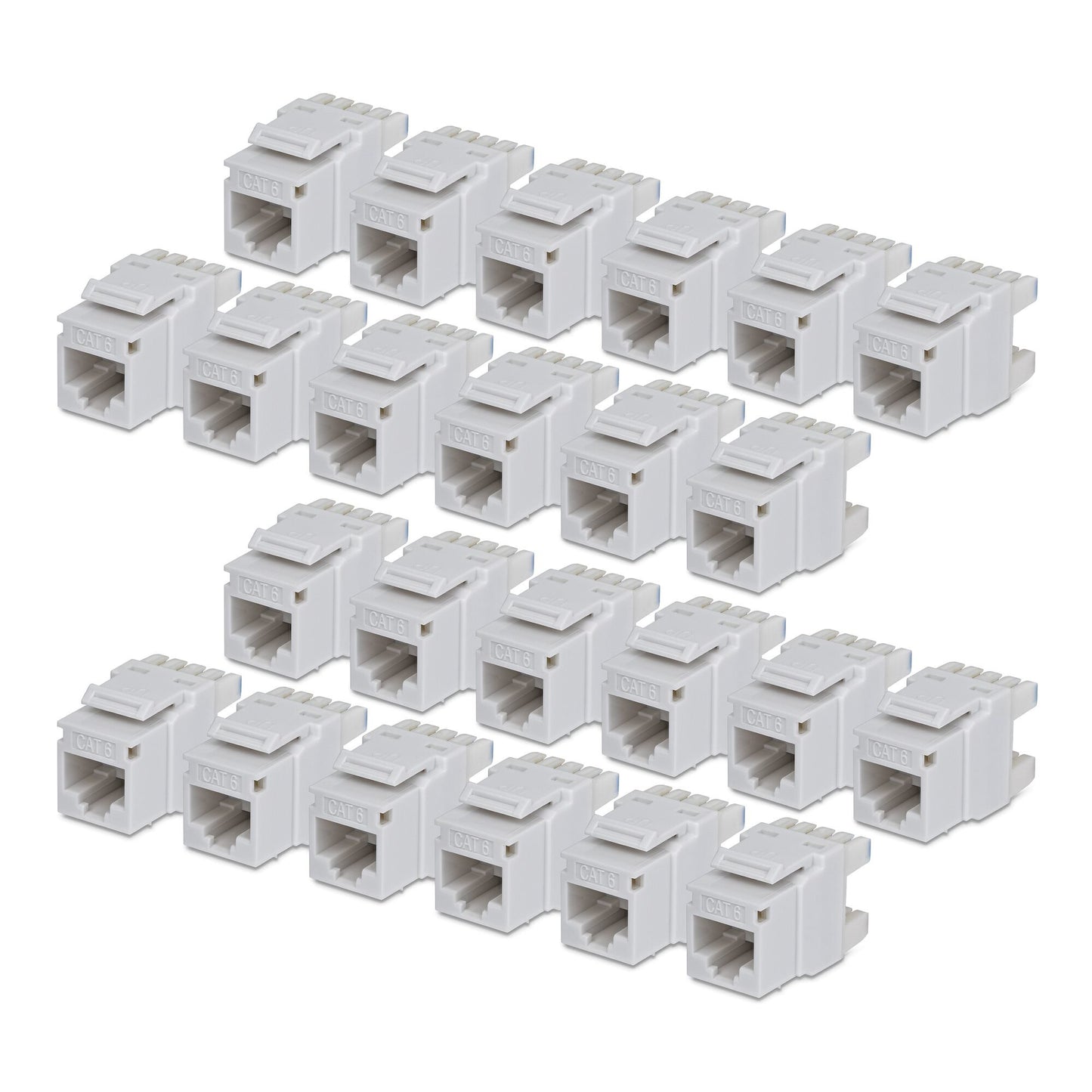 StarTech.com Cat6 Keystone Jack, 24-Pack RJ45 Ethernet Keystone Jacks, UTP Cat6 Wall Jack, 180-Degree 110 Punch Down, White