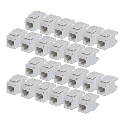StarTech.com Cat6 Keystone Jack, 24-Pack RJ45 Ethernet Keystone Jacks, UTP Cat6 Wall Jack, 180-Degree 110 Punch Down, White