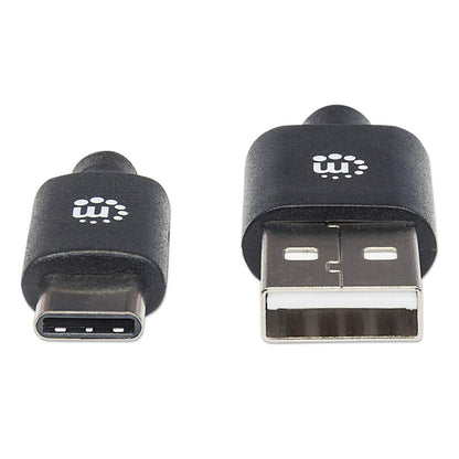 Manhattan USB-C to USB-A Cable, 2m, Male to Male, Black, 480 Mbps (USB 2.0), Hi-Speed USB, Lifetime Warranty, Equivalent to USB2AC2M