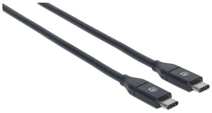 Manhattan USB-C to USB-C Cable, 1m, USB 3.2 Gen 2 (formerly USB 3.1 Gen 2), 10 Gbps, 3A Fast Charging, SuperSpeed+ USB, Black, Lifetime Warranty, Equivalent to USB31CC1M