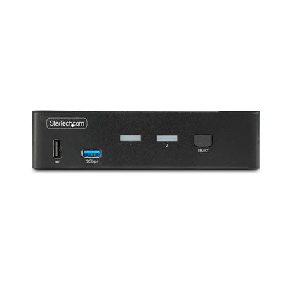 StarTech.com 2-Port DisplayPort KVM Switch, 8K 60Hz / 4K 144Hz, Single Display, DP 1.4, 2x USB 3.0 Ports, 4x USB 2.0 HID Ports, Push-Button & Hotkey Switching, TAA Compliant - OS Independent, Metal Housing