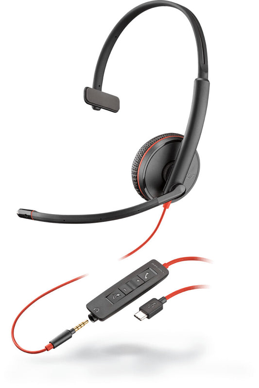 POLY Blackwire C3215 Headset Wired Head-band Office/Call center USB-C, Boom microphone, black