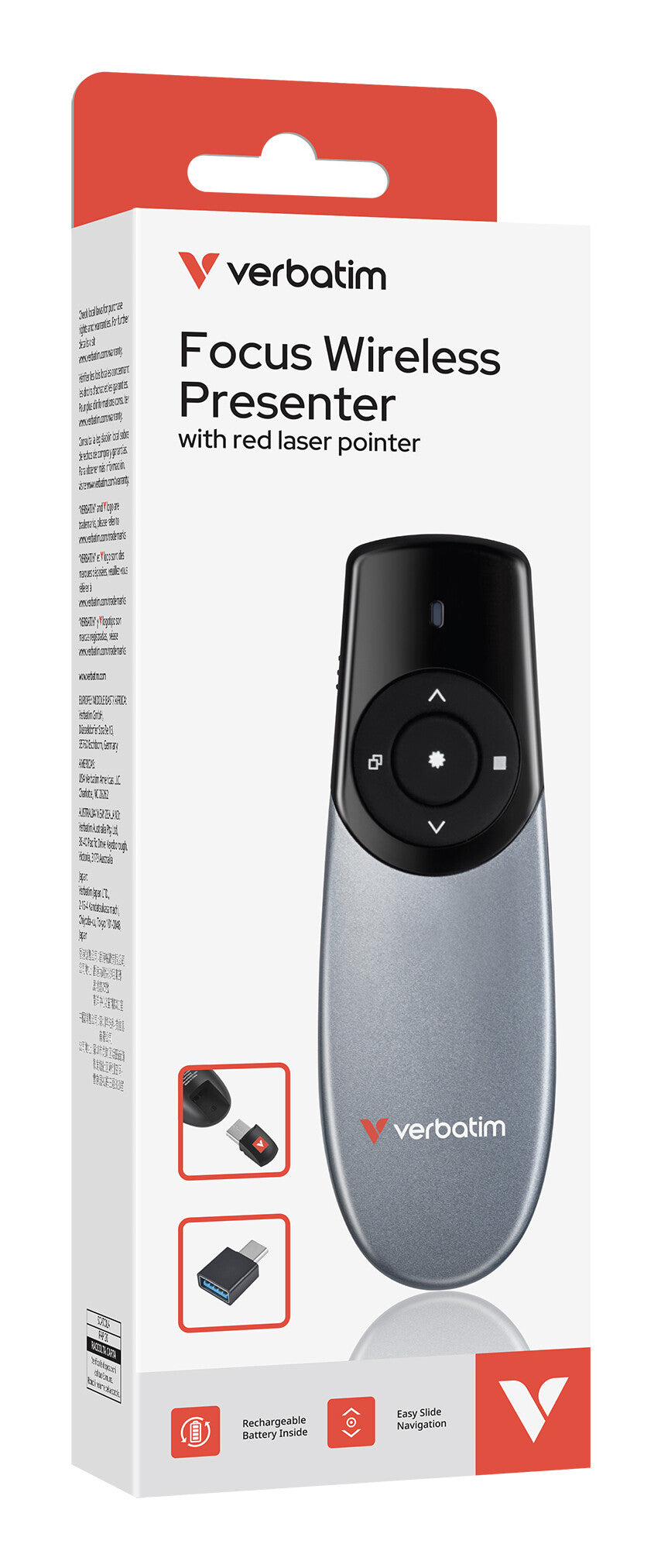 Verbatim Focus Wireless Presenter with Red Laser Pointer