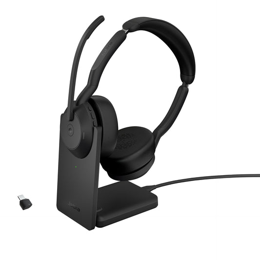 Jabra Evolve2 55 - Link380c MS Stereo (Include Stand) headset, Head-band, Wired & Wireless, Boom microphone, Office/Call center