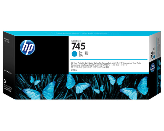 HP 745 cyan DesignJet ink cartridge, 300ml