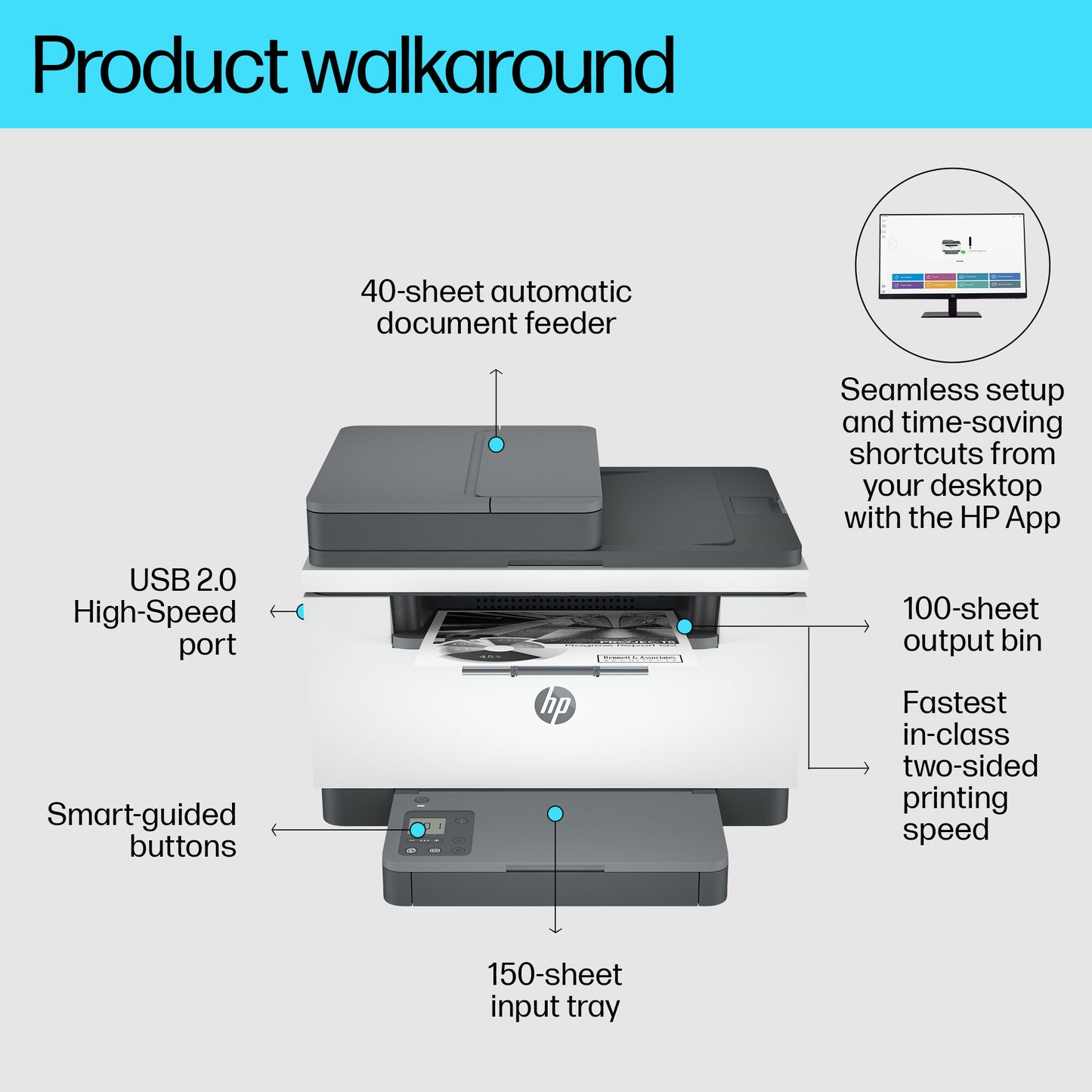 HP LaserJet M234sdn Multifunction Black and white Printer, Ethernet Only; Copier, Scanner