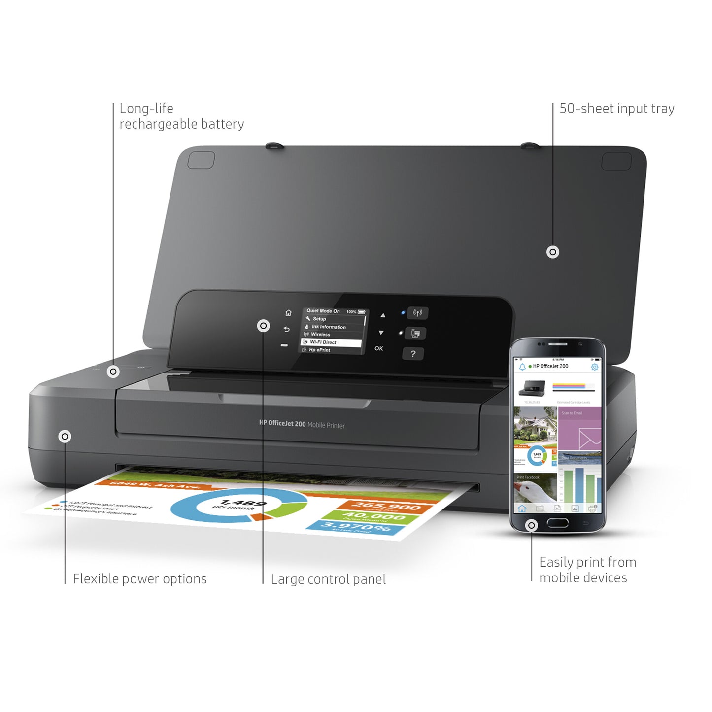 HP Officejet 200 Mobile Wireless Color Printer