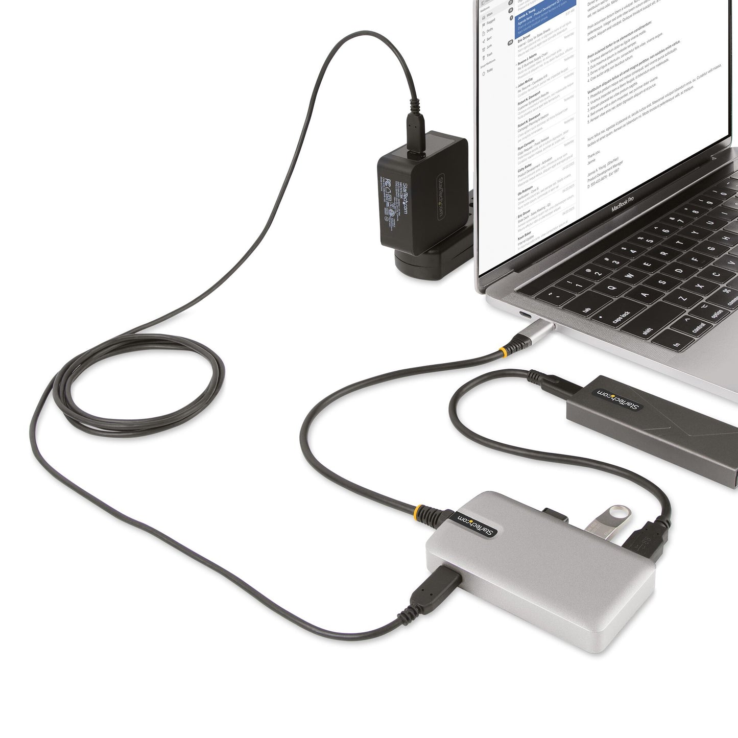 StarTech.com 4-Port USB-C Hub with USB-C DP Alt Mode Video Output 4K 60Hz - 3x USB-A, 1x USB Type-C, 100W Power Delivery Pass-Through, USB 3.2 10Gbps, 1ft/30cm Cable, Portable USB Hub