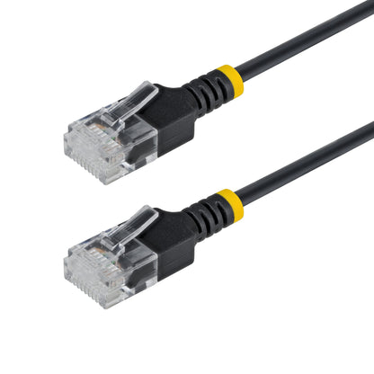 StarTech.com 80cm Black Ultra Slim Cat6A Ethernet Cable, UTP, Pure Bare Copper Wire, 34AWG Slim RJ45 Network Patch Cord, Individually Tested