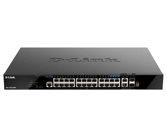 D-Link 28-Port Gigabit Stackable POE+ network switch, Managed, 20-port