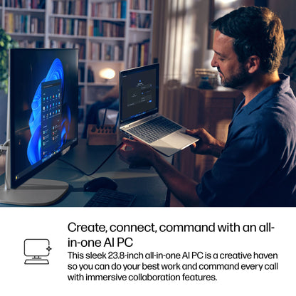 HP EliteStudio 8 All-in-One G1i 23.8 inch Desktop AI PC Intel Core Ultra 5 60.5 cm (23.8") 1920 x 1080 pixels 16 GB DDR5-SDRAM Windows 11 Pro Wi-Fi 7 (802.11be) Silver