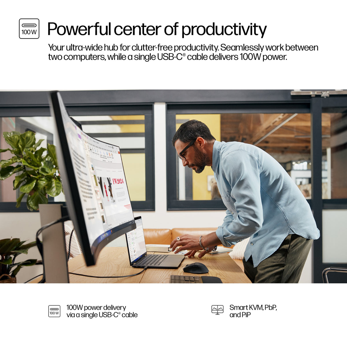 HP Series 5 Pro 34 inch WQHD USB-C Conferencing Monitor - 534pm PVC Free