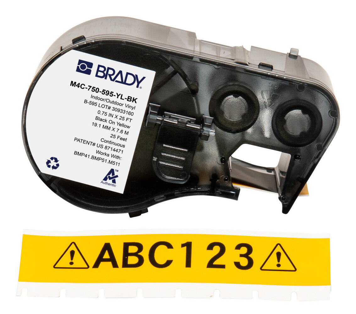 Brady M4C-750-595-YL-BK printer label Black, Yellow Self-adhesive printer label