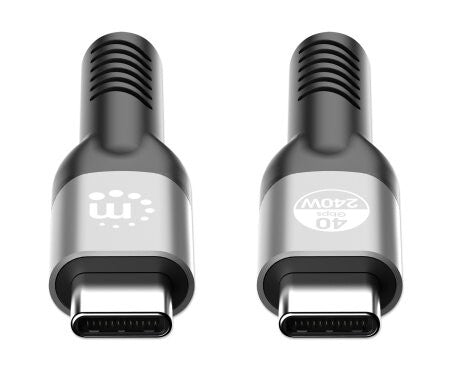 Manhattan Fast USB-C to USB-C USB4 Cable, 1m, Up to 240W Laptop Charging, 40 Gbps High-Speed Data and 8K@60Hz Video, Black, Three Year Warranty, Comparable to 1M-40G-USB4-CABLE (certification differs)