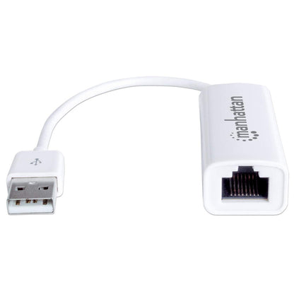 Manhattan USB-A Fast Ethernet Adapter, 10/100 Mbps Network, 480 Mbps (USB 2.0), Hi-Speed USB, RJ45, White, Three Year Warranty, Blister