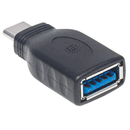 Manhattan USB-C Male to USB-A Female Adapter, USB 3.0 (aka USB 3.2 Gen 1), 5 Gbps, SuperSpeed USB, Black, Lifetime Warranty, Equivalent to USB31CAADG