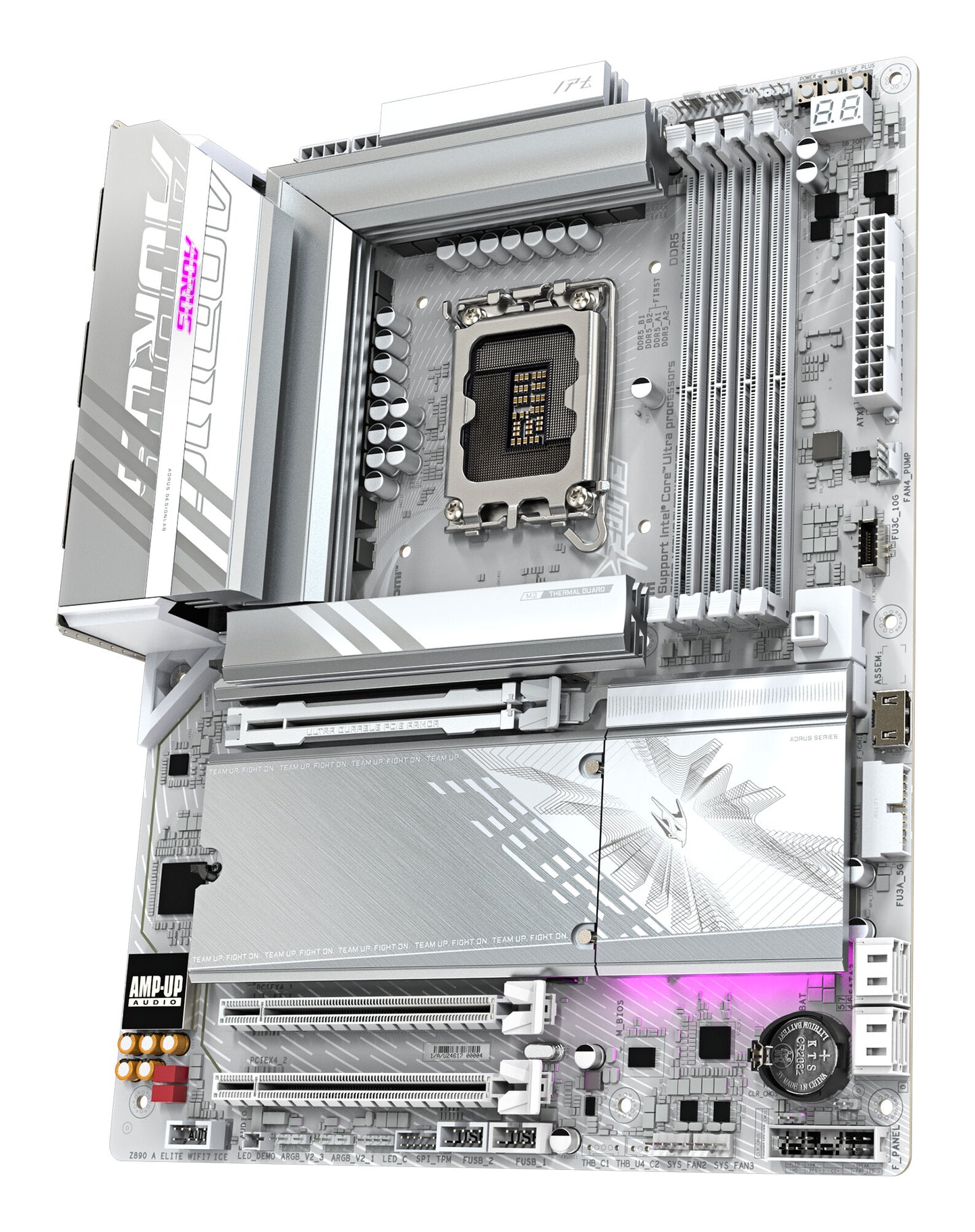 GIGABYTE Z890 AORUS ELITE WIFI7 ICE Motherboard - Supports Intel Core Ultra (Series 2) CPUs, 16+1+2 phases VRM, up to 8800MHz DDR5 (OC), 1xPCIe 5.0 + 3xPCIe 4.0, Wi-Fi 7, 2.5GbE LAN, Thunderbolt 4
