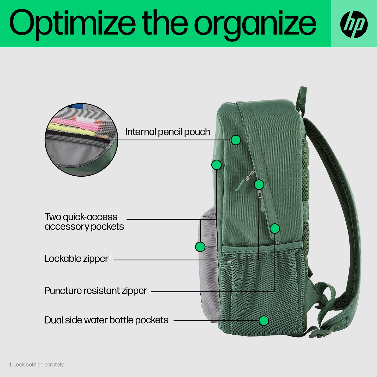 HP Campus Green Backpack