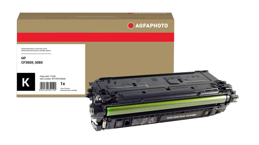 AgfaPhoto Compatible Toner Cartridge, Black, Replacement for HP CF360X, 508X, 12500 Pages
