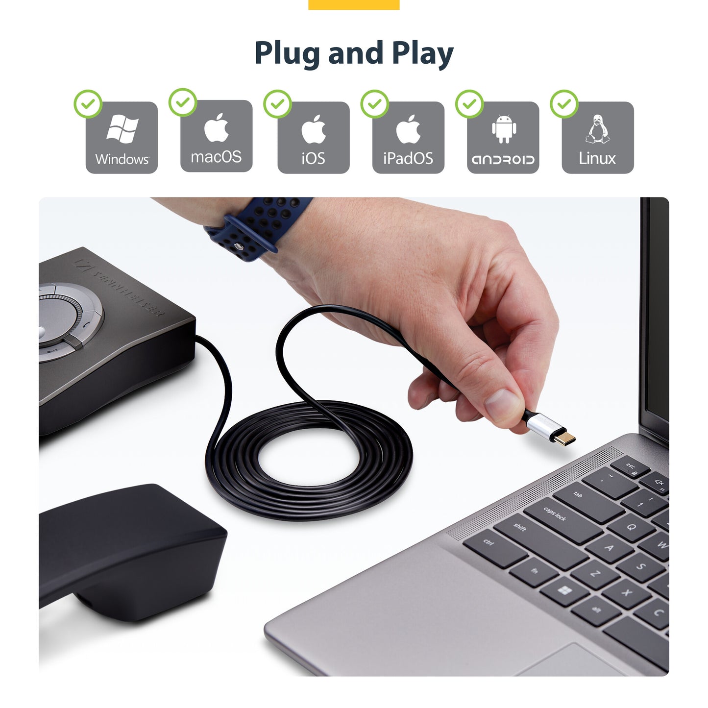 StarTech.com UR9-HEADSET-ADAPTER cable gender changer USB-C RJ-9 Black