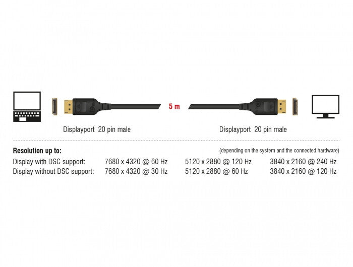 DeLOCK 85663 DisplayPort cable 5 m Black