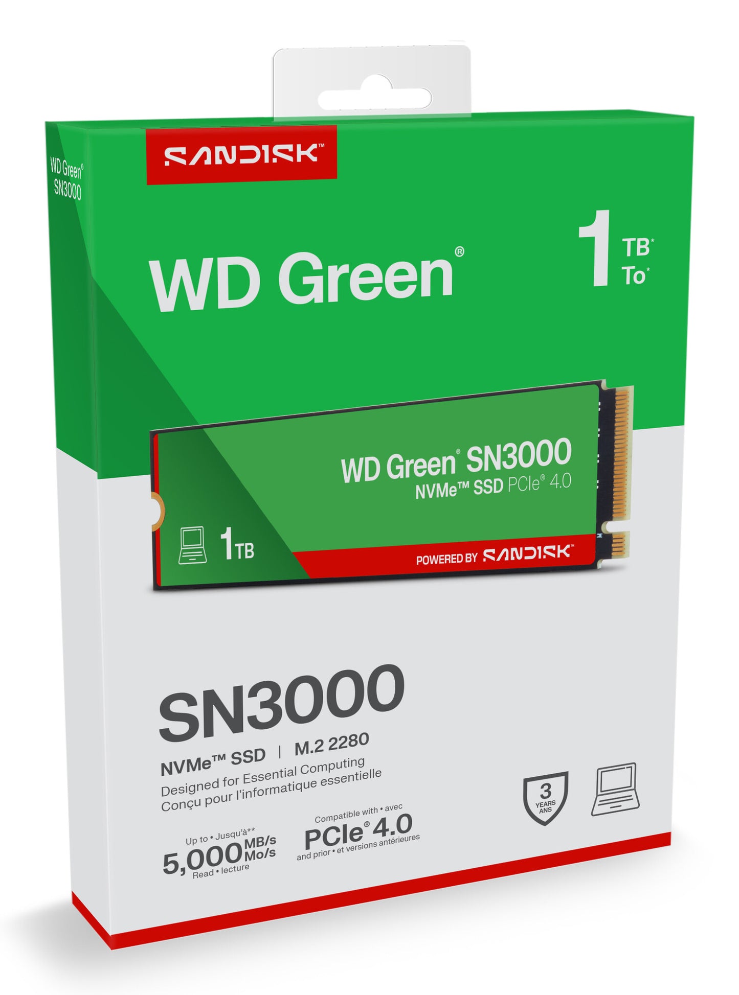 SanDisk Green WD ™ SN3000 NVMe™ SSD POWERED BY 1 TB