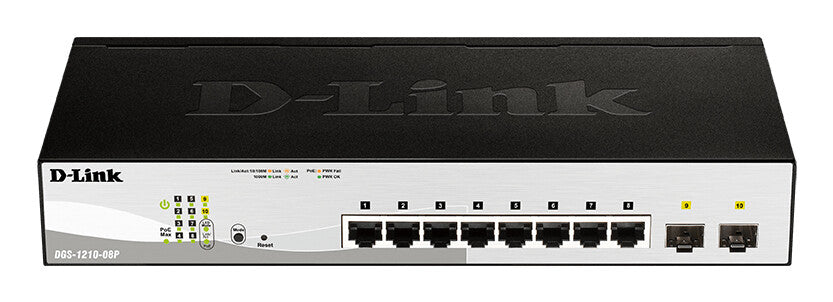 D-Link DGS-1210-08P Managed L2 Gigabit Ethernet (10/100/1000) Power over Ethernet (PoE) Black
