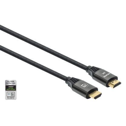 Manhattan HDMI 8K@60Hz Cable with Ethernet, 1m, Certified, Suitable for ALL 8K, 4K & 1080p/HD uses - when upgrading now or have it ready for when you need it, Male to Male, Black, 4K@120Hz, Lifetime Warranty, Ultra High Speed