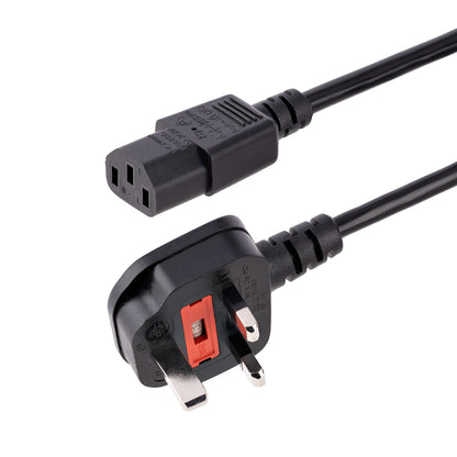 StarTech.com 10ft (3m) UK Computer Power Cable, 18AWG, BS 1363 to C13, 10A 250V, Black Replacement AC Power Cord, Kettle Lead / UK Power Cord, PC Power Supply Cable, TV/Monitor Power Cable