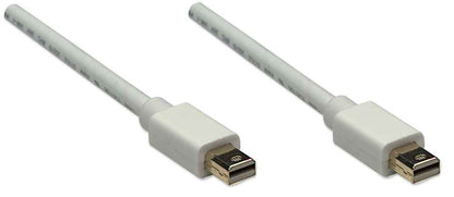 Manhattan Mini DisplayPort 1.2 Cable (Clearance Pricing), 4K@60Hz, 1m, Male to Male, Bi-Directional, White, Equivalent to MDPMM1MW, Lifetime Warranty, Polybag