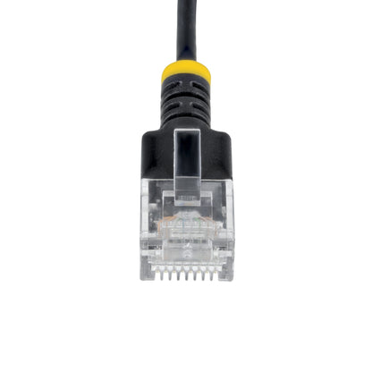 StarTech.com 15cm Black Ultra Slim Cat6A Ethernet Cable, UTP, Pure Bare Copper Wire, 34AWG Slim RJ45 Network Patch Cord, Individually Tested