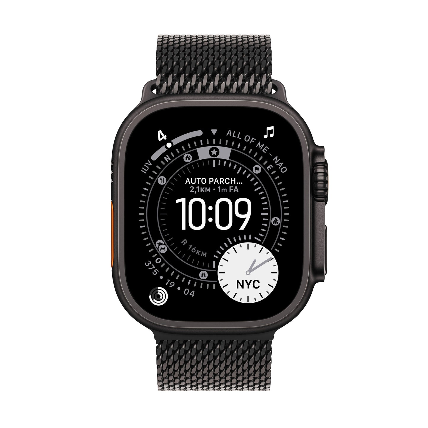 Apple Watch Ultra 3 GPS + Cellular 49mm Black Titanium Case with Black Titanium Milanese Loop - Medium