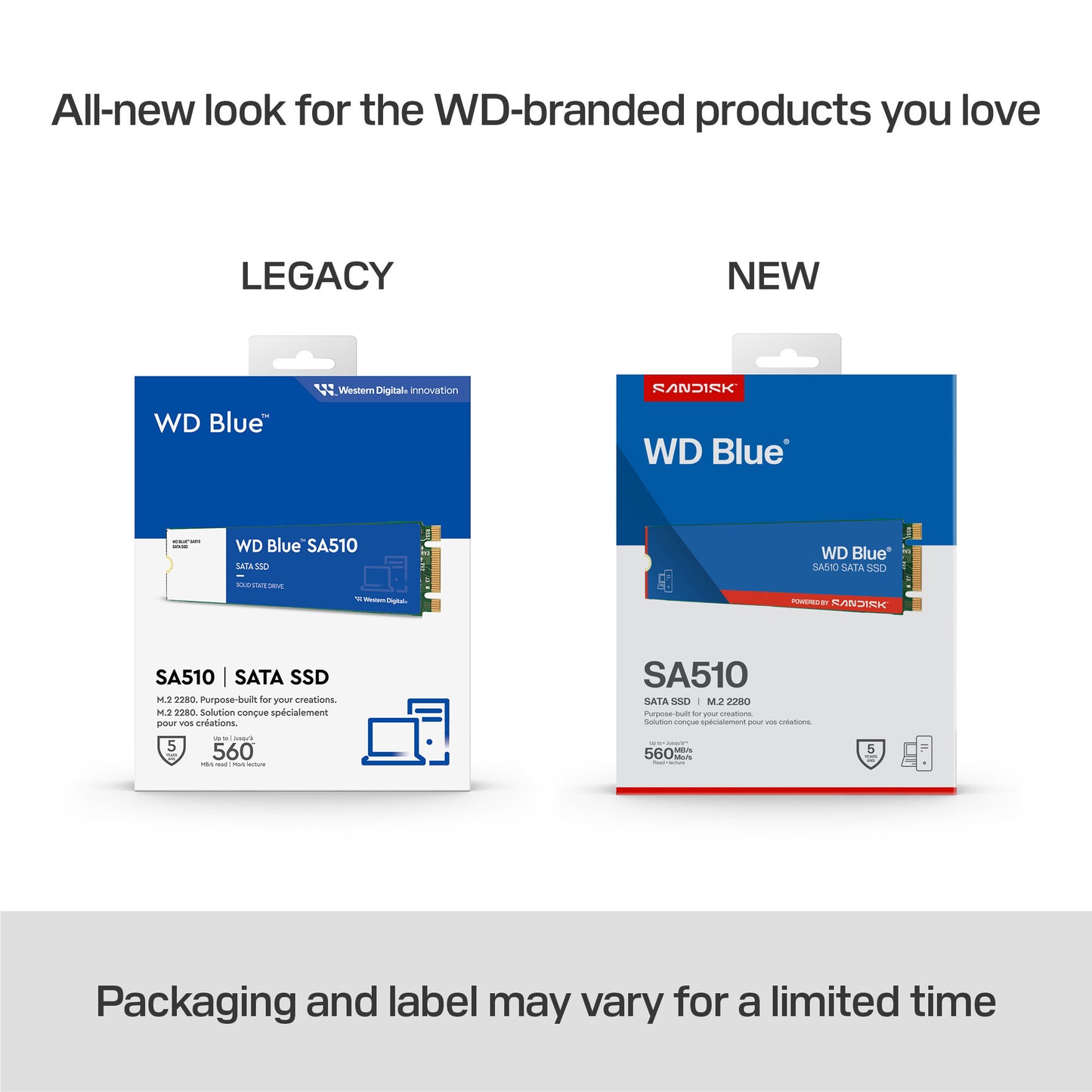 SanDisk Blue WD ™ SA510 SATA SSD M.2 2280 POWERED BY 500 GB