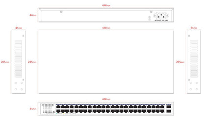 Lanview LVN-1UMOUNT-48PORT-2SFP-1G network switch Unmanaged Gigabit Ethernet (10/100/1000)