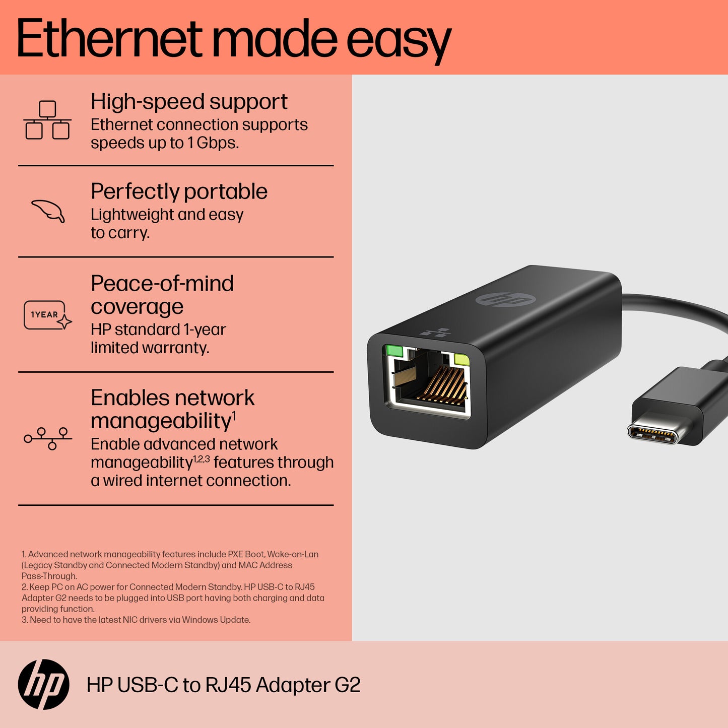 HP USB-C to RJ45 Adapter G2