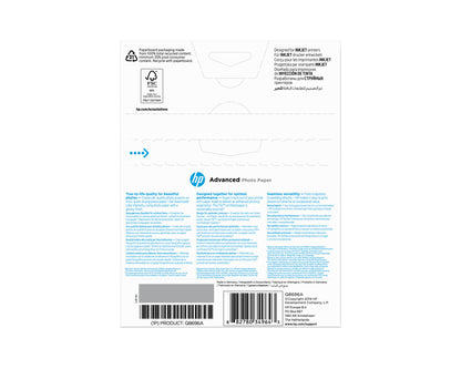 HP Advanced Photo Paper, Glossy, 250 g/m2, 13 x 18 cm (127 x 178 mm), 25 sheets